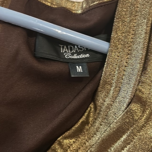 TADASHI Bronze Layered Vintage Bronze BodyCon Dress Sz Med - Picture 4 of 8